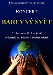 Plakát na koncert Barevný svět v kostele sv. Jakuba v Drahanovicích
