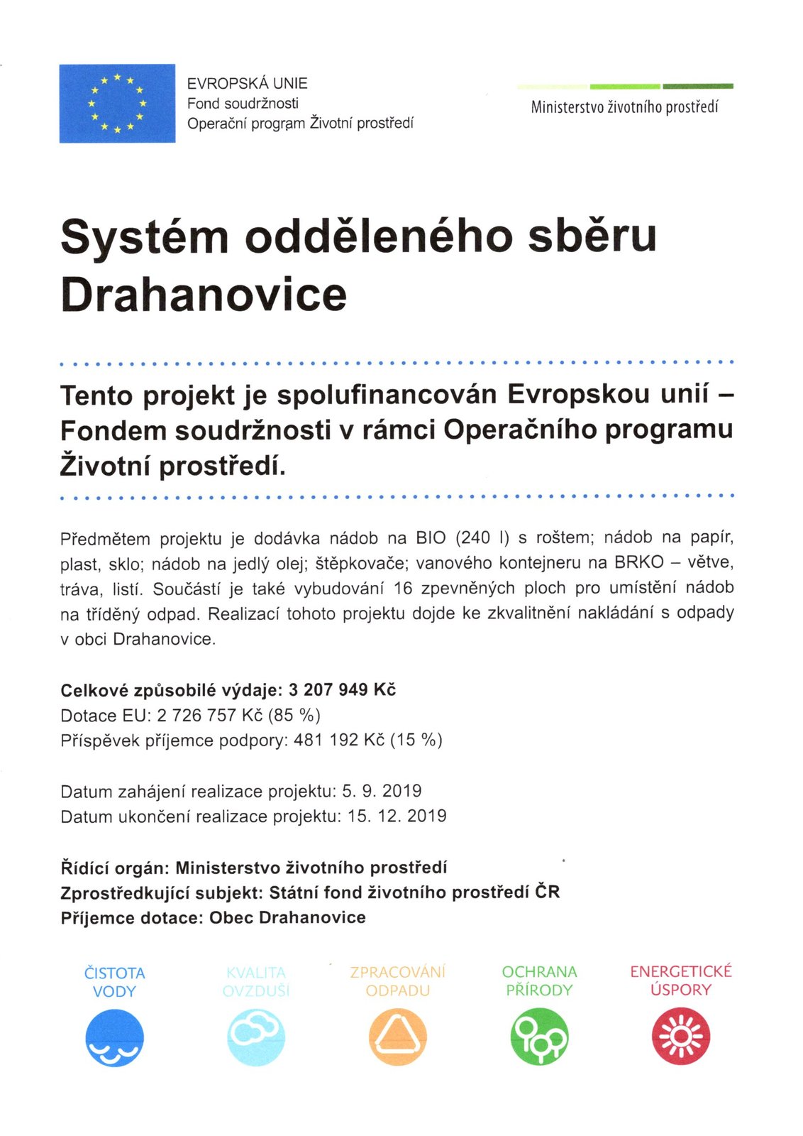 Systém odděleného sběru Drahanovice